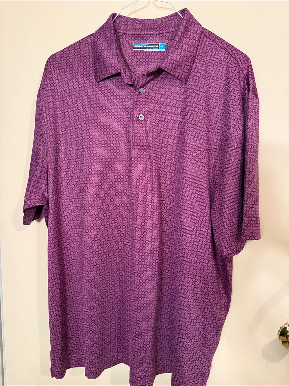 Roundtree & Yorke Purple Micro-Pattern Performance Polo